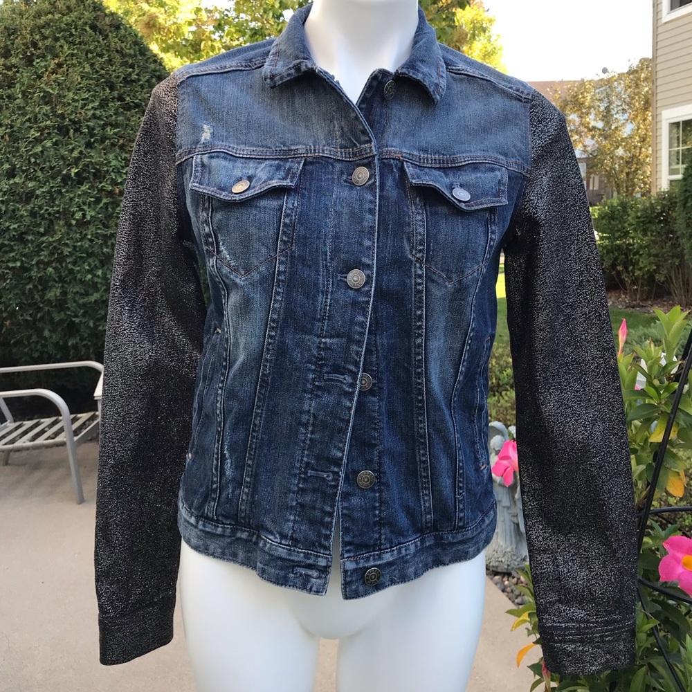 ☘️🌸 Express Denim silver sleeves Jacket 🌸☘️